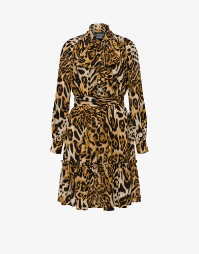 Kleid Aus Crêpe De Chine Leopard Print - Boutique Moschino - Modalova