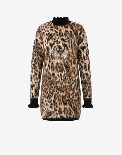 Kleid Aus Mohairmix Leopard Print - Boutique Moschino - Modalova