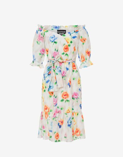 Schulterfreies Kleid Mit Lochstickerei Flower Chiné - Boutique Moschino - Modalova