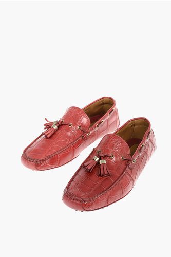 Crocodile Skin Boat Shoes With Pure Gold Embelished Tassels Größe 43 - Corneliani - Modalova