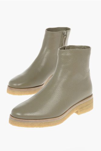 Grained Leather BORIS Shearling Ankle Boots with Side Zip Fa Größe 40 - The Row - Modalova