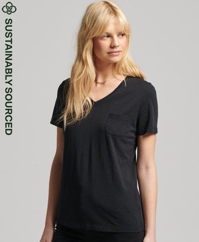 Women's Studios T-Shirt aus Bio-Baumwolle mit V-Ausschnitt und Tasche - Größe: 40 - Superdry - Modalova