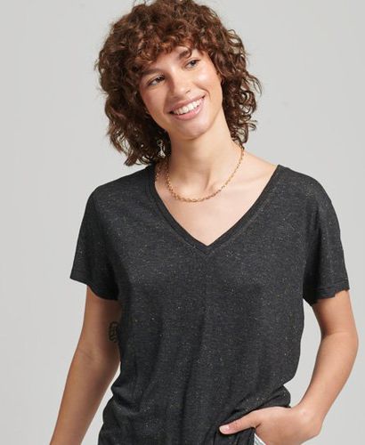 Women's Strukturiertes T-Shirt mit V-Ausschnitt - Größe: 44 - Superdry - Modalova