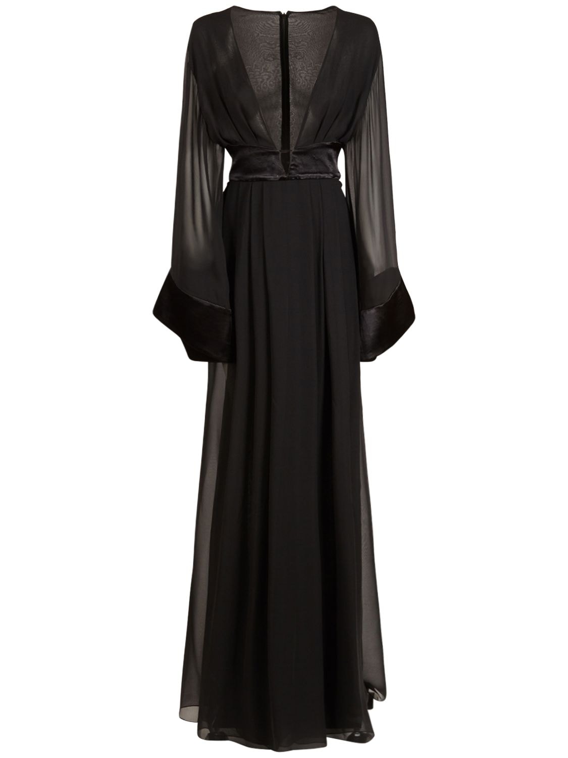 Kleid Aus Seidengeorgette Mit Tief V-ausschnitt - AZZARO - Modalova