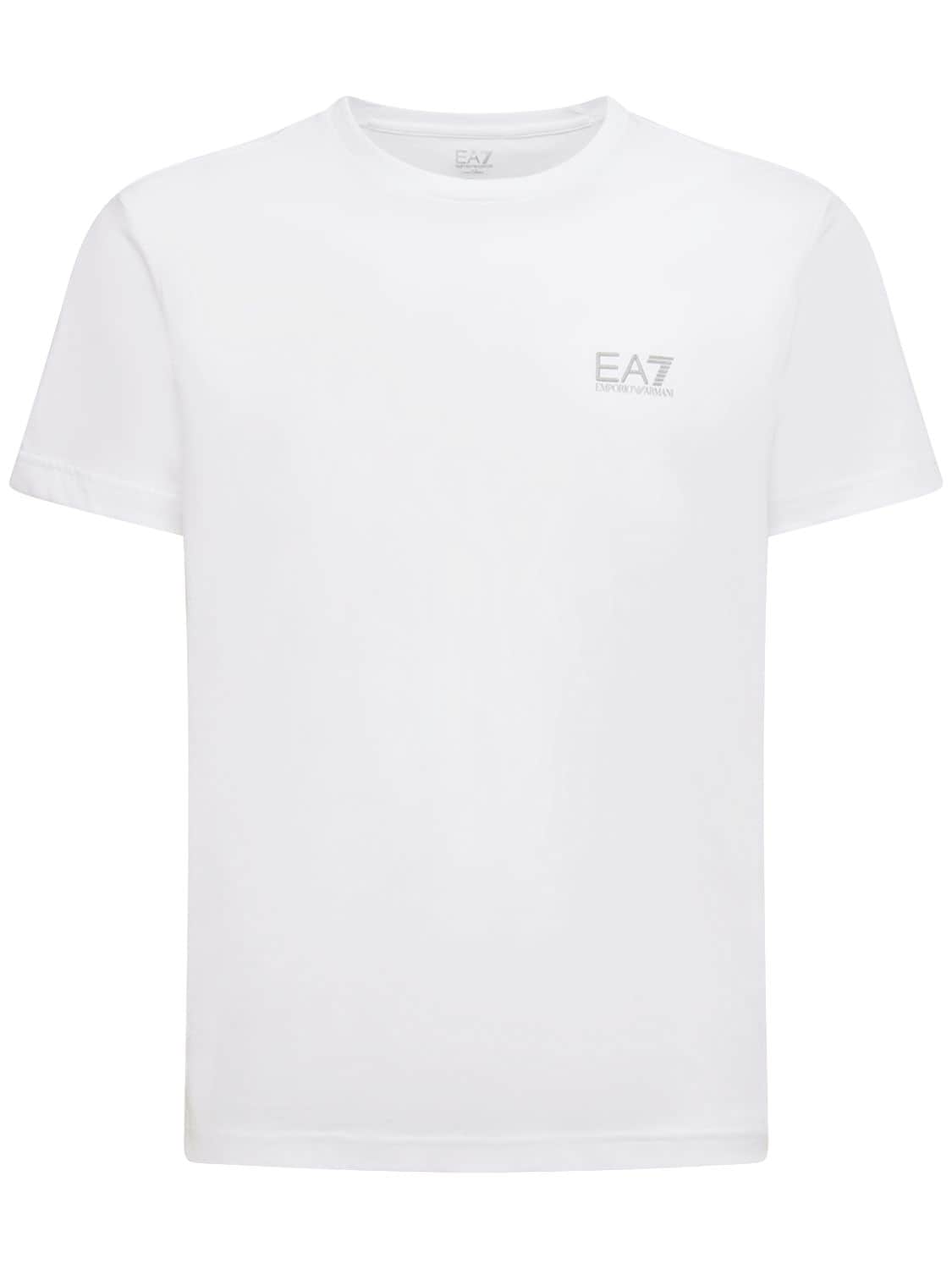 T-shirt Aus Baumwolljersey - EA7 EMPORIO ARMANI - Modalova