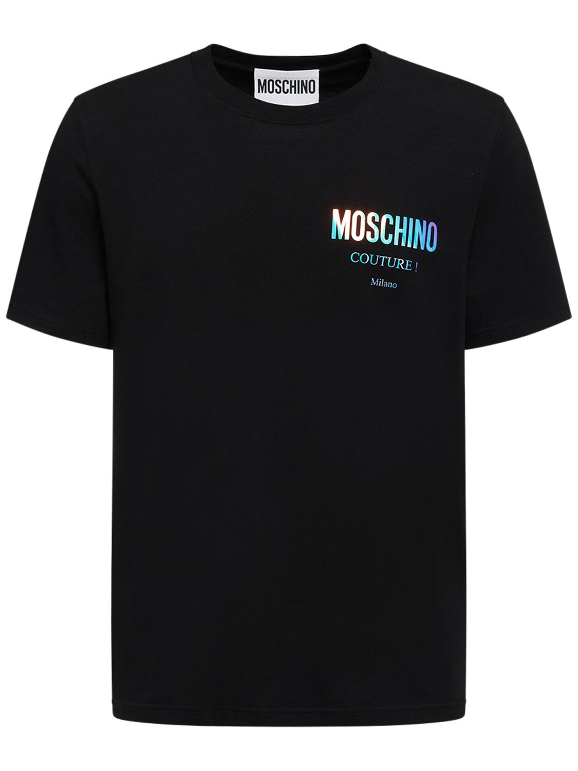 Schillerndes T-shirt Aus Baumwolljersey Mit Logo - MOSCHINO - Modalova