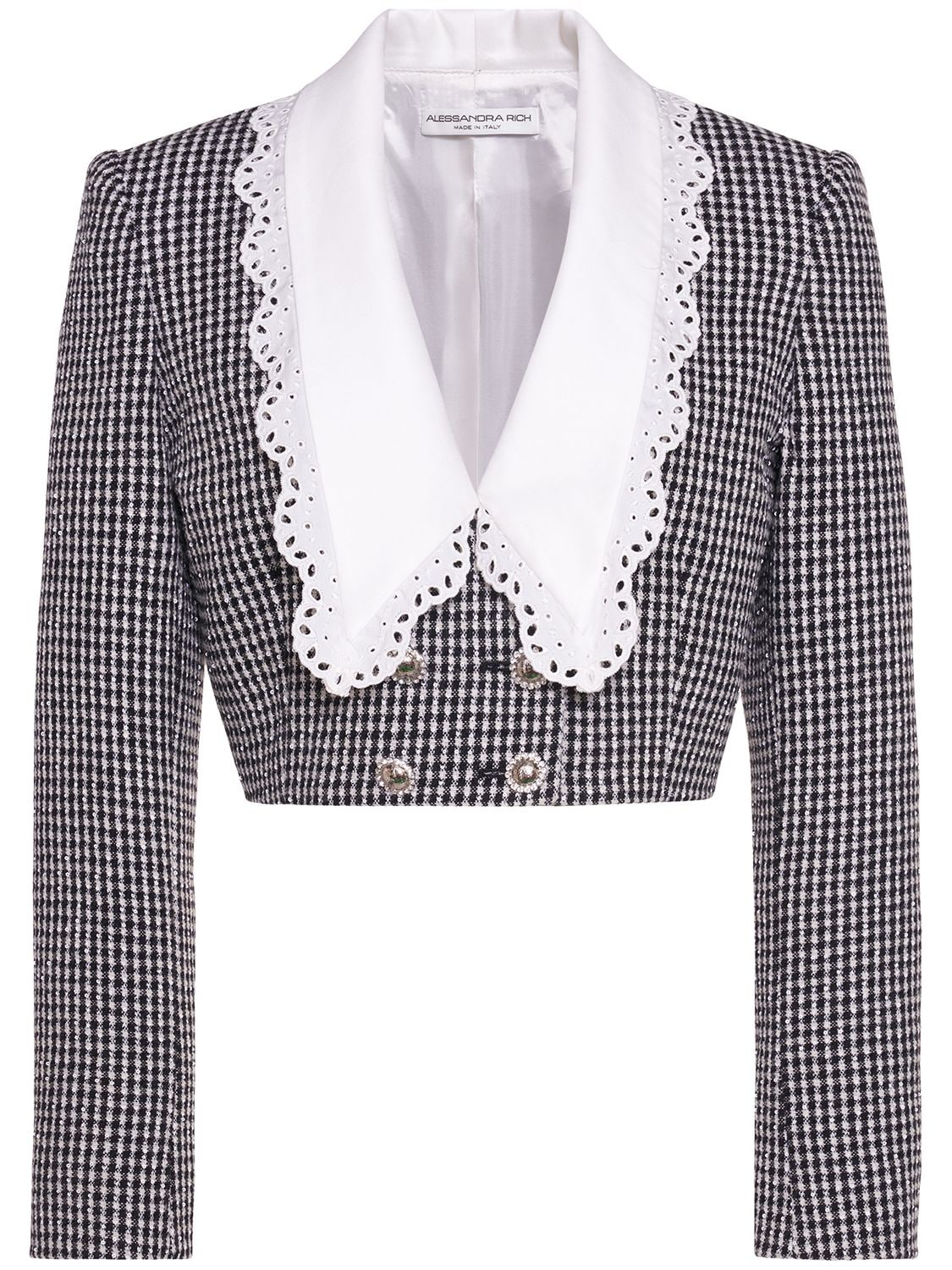 Sequined Tweed Crop Blazer W/ Collar - ALESSANDRA RICH - Modalova