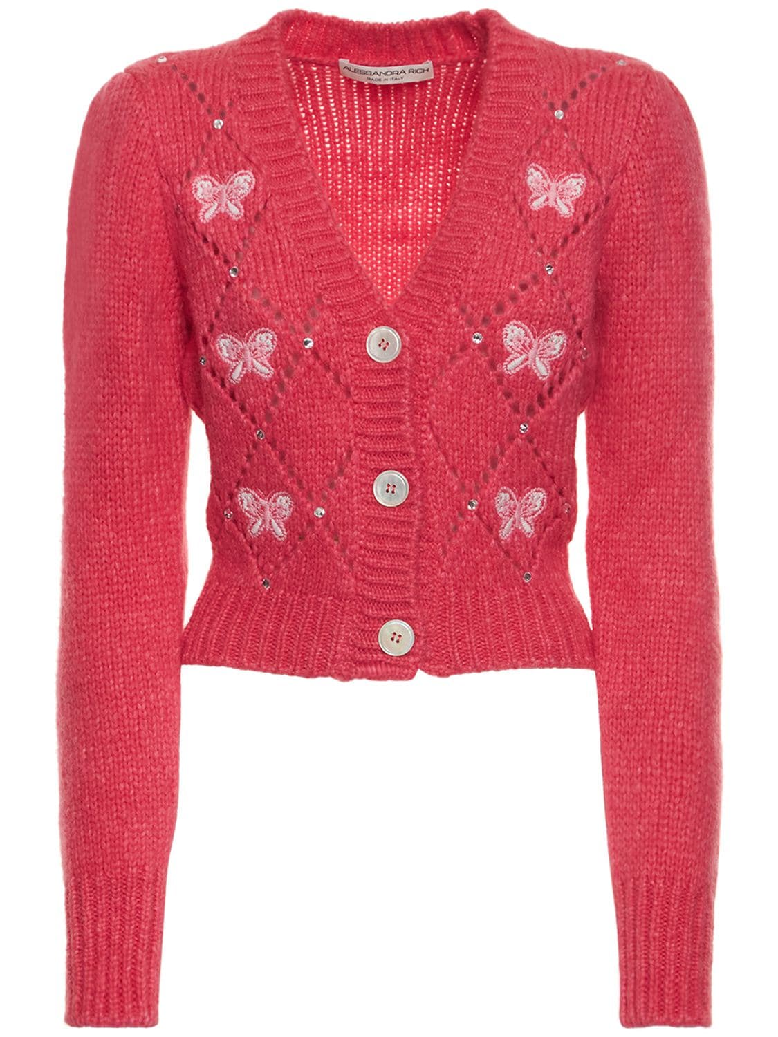 Embellished Knit Cropped Cardigan - ALESSANDRA RICH - Modalova