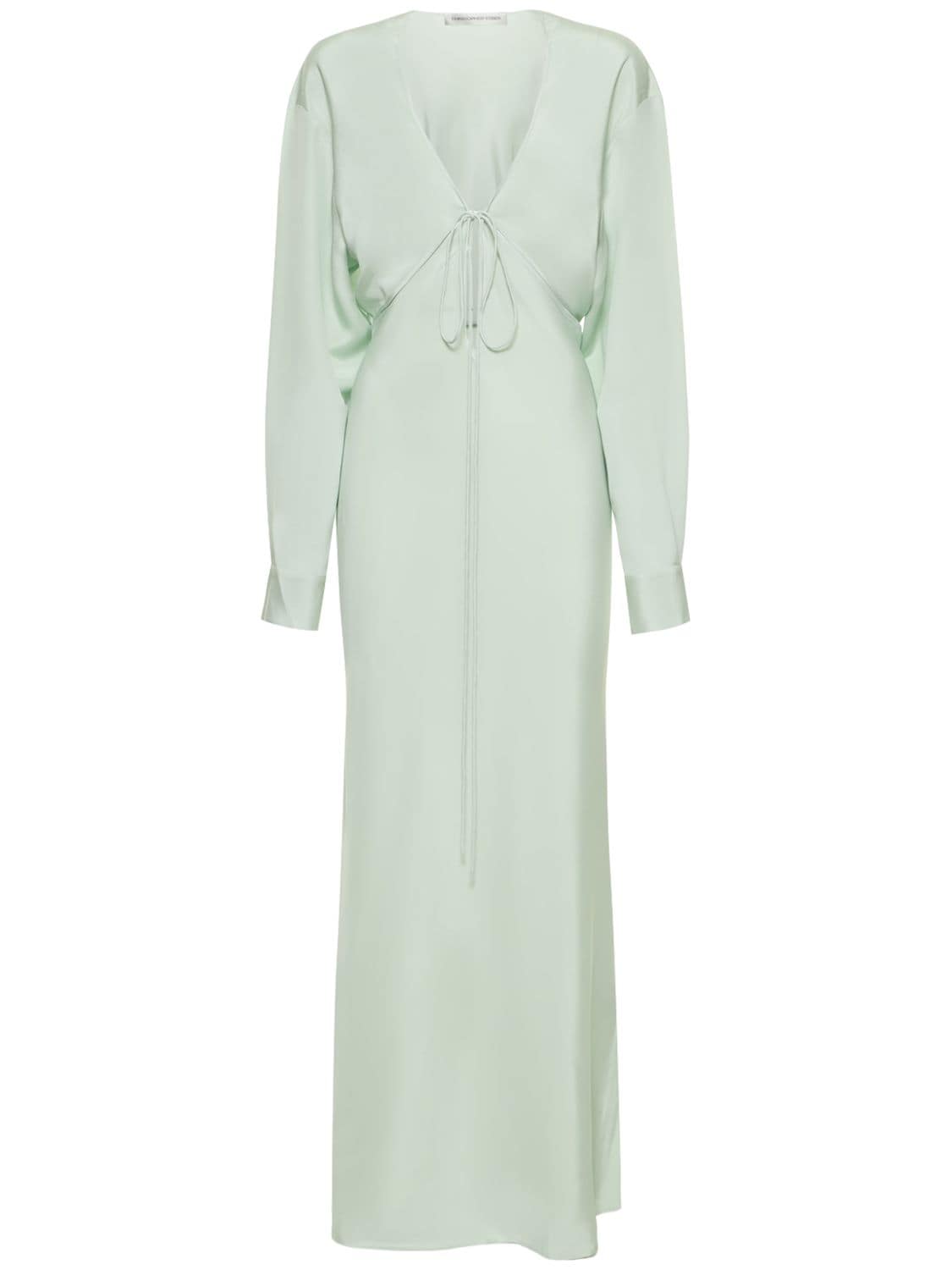 Cutout Long Sleeve Silk Satin Long Dress - CHRISTOPHER ESBER - Modalova
