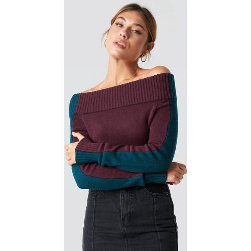 Color Block Off Shoulder Sweater - Red - Handpicked x NA-KD - Modalova