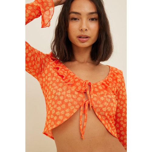 Bedruckte Bluse mit Rüschendetail - Orange,Flower - Misslisibell x NA-KD - Modalova
