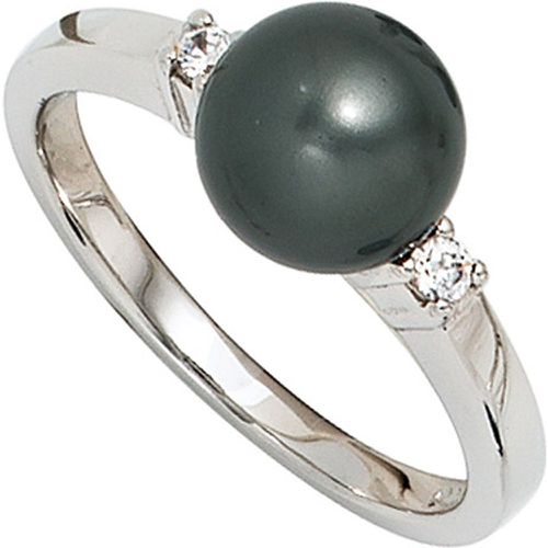 Damen Ring 925 Sterling Silber rhodiniert 2 Zirkonia Perlenring Silberring - SIGO - Modalova