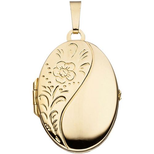 Medaillon oval Blumen 925 Sterling Silber gold vergoldet Anhänger zum Öffnen - SIGO - Modalova
