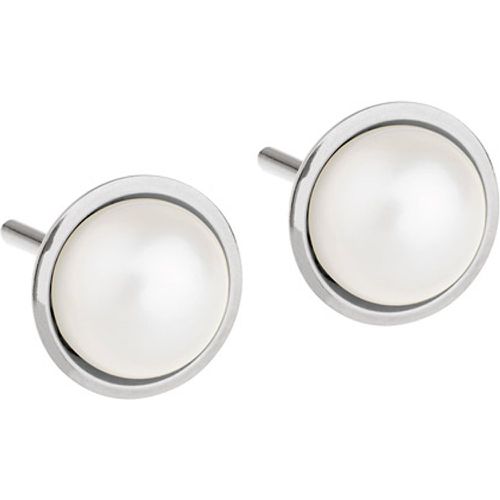 Ohrstecker, poliert, SW-Button-Perlen ca. 6 mm - Ernstes Design - Modalova