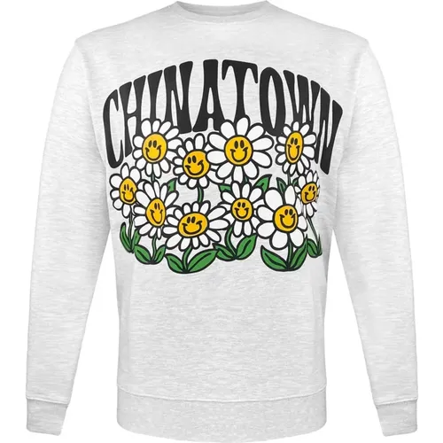 Sweater “Smiley Flower Power” - Ash Grey - Chinatown Market - Modalova