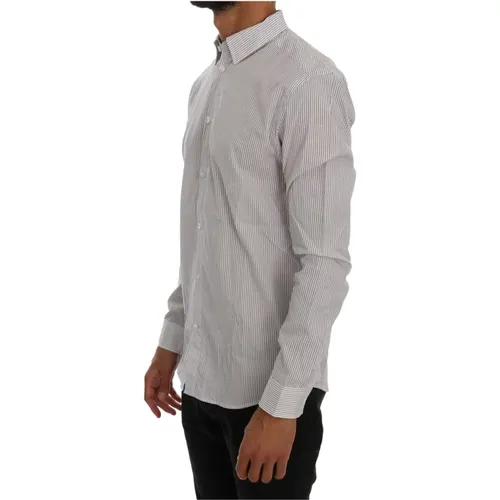 White Blue Striped Casual Cotton Regular Fit Shirt - Frankie Morello - Modalova