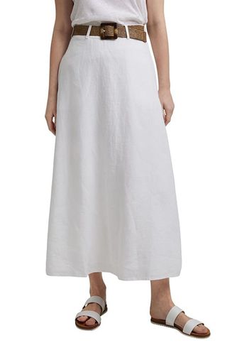 Made Of Linen: Maxi Skirt With Belt White - ESPRIT - Modalova