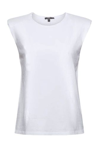 T-shirt With Shoulder Pads, 100% Organic Cotton White - ESPRIT - Modalova
